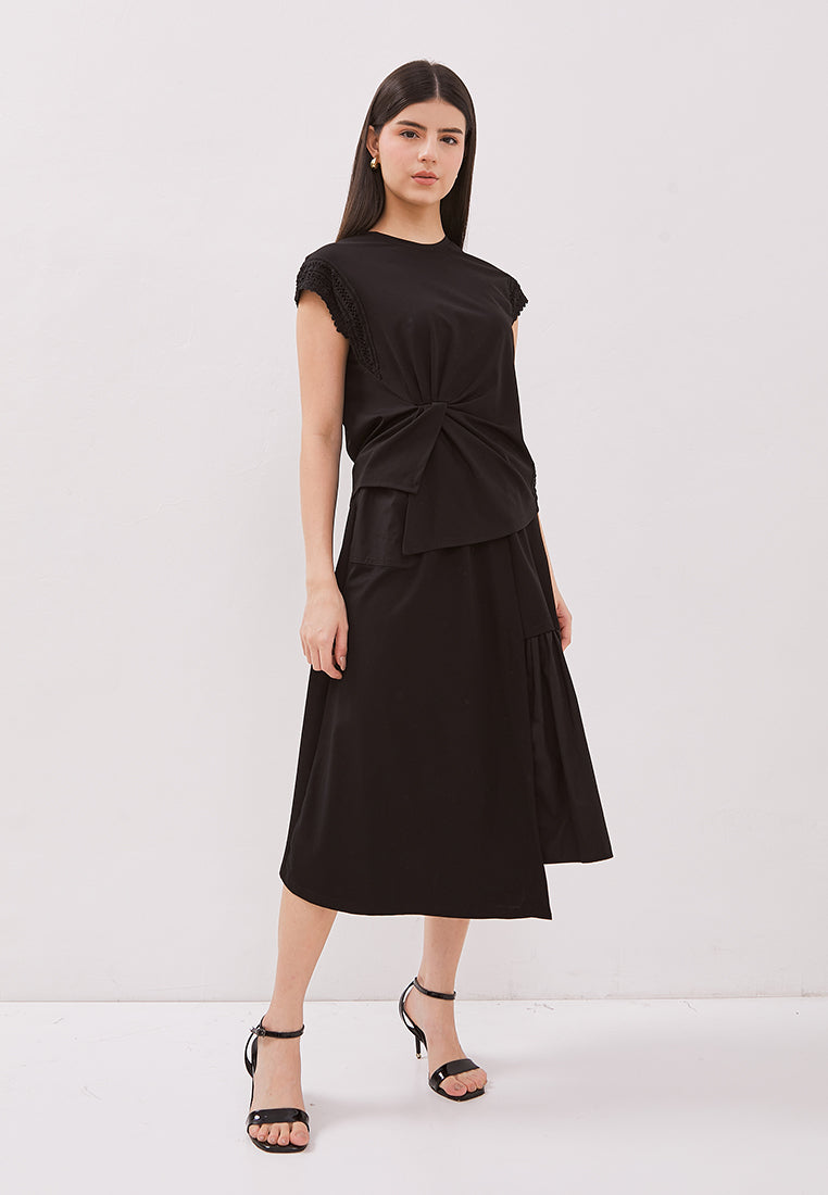 Janna Skirt - Asymmetrical Flared Midi Skirt