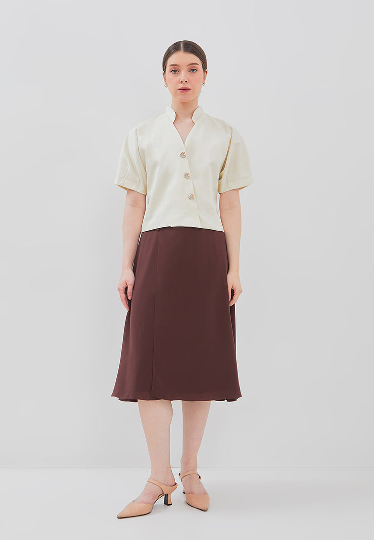 Shanin Skirt - Midi Overlap Flared Skirt