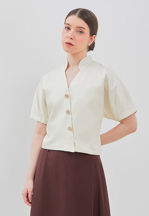 Leticia Top - Raglan Puff Overlapping Top