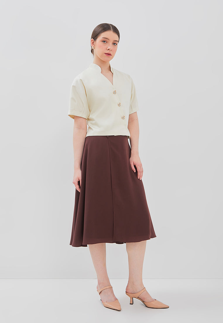 Shanin Skirt - Midi Overlap Flared Skirt