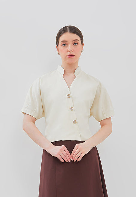 Leticia Top - Raglan Puff Overlapping Top
