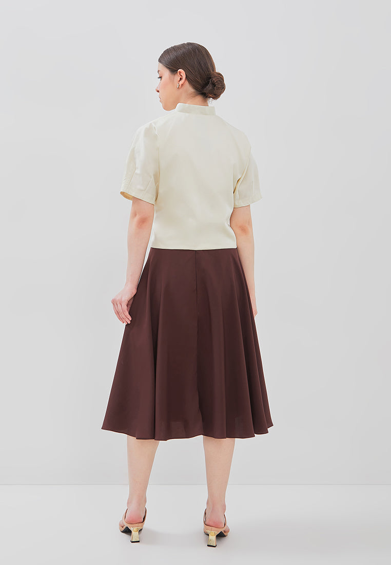 Shanin Skirt - Midi Overlap Flared Skirt