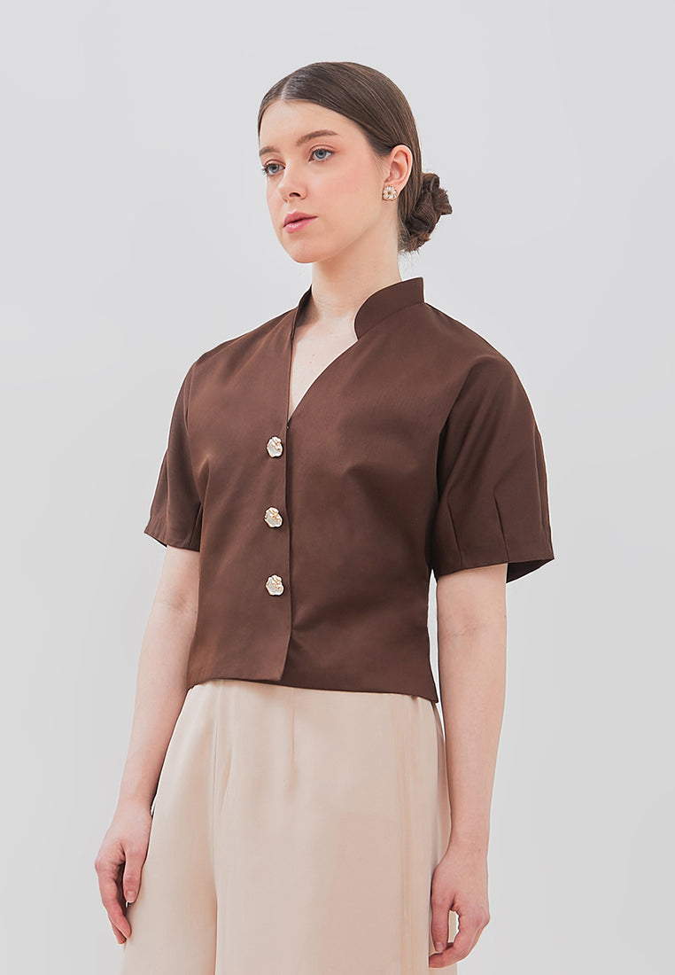 Leticia Top - Raglan Puff Overlapping Top