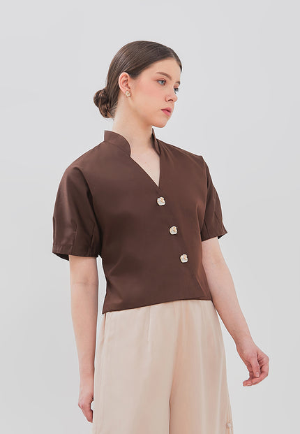 Leticia Top - Raglan Puff Overlapping Top