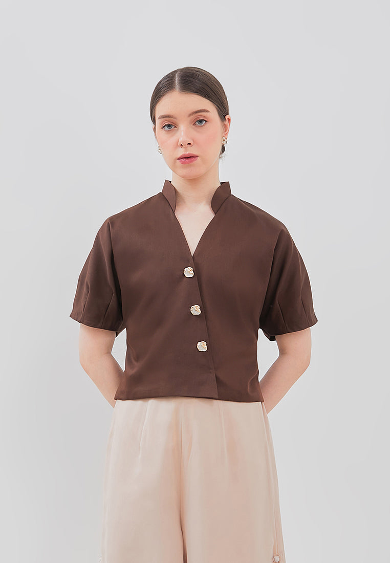 Leticia Top - Raglan Puff Overlapping Top