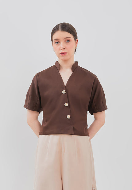 Leticia Top - Raglan Puff Overlapping Top
