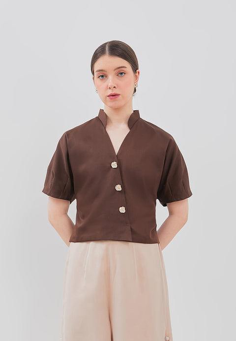 Leticia Top - Raglan Puff Overlapping Top