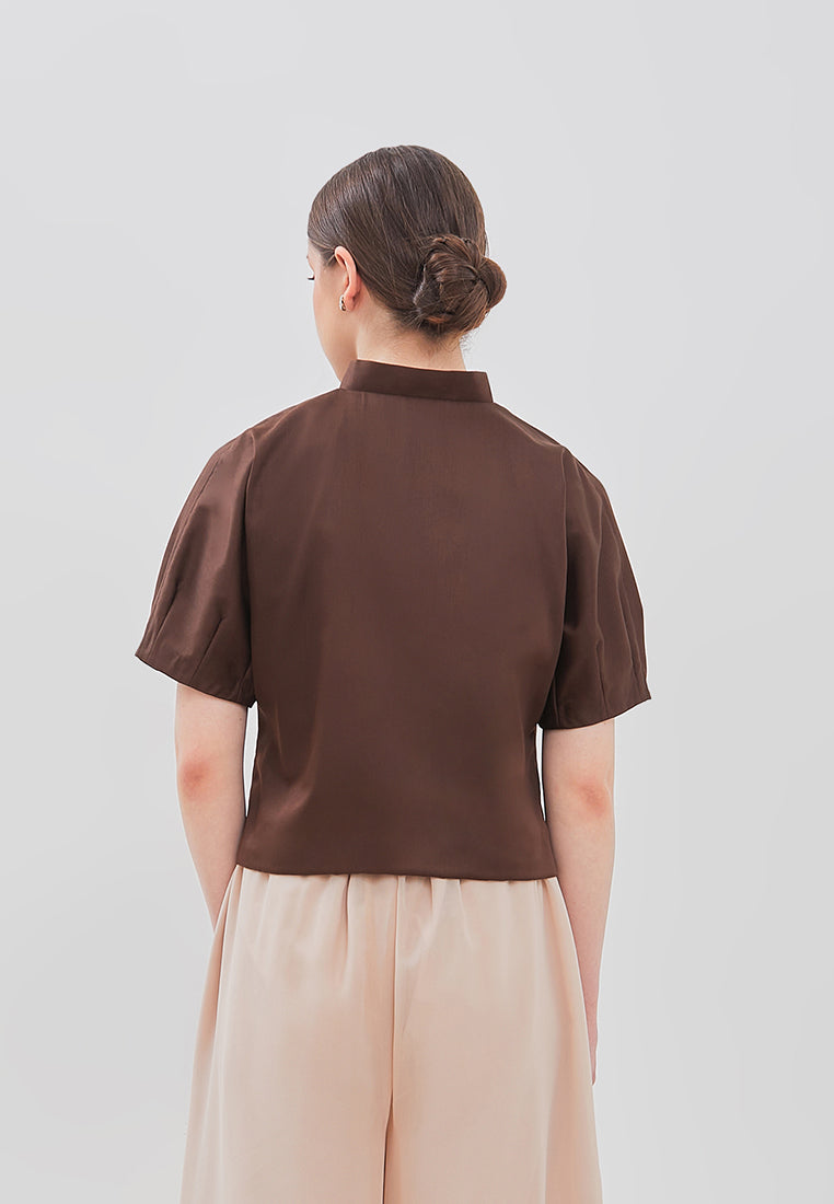 Leticia Top - Raglan Puff Overlapping Top