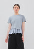 Leva Top - Peplum Chiffon Top in White & Blue