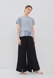 Leva Top - Peplum Chiffon Top in White & Blue