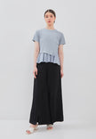 Leva Top - Peplum Chiffon Top in White & Blue