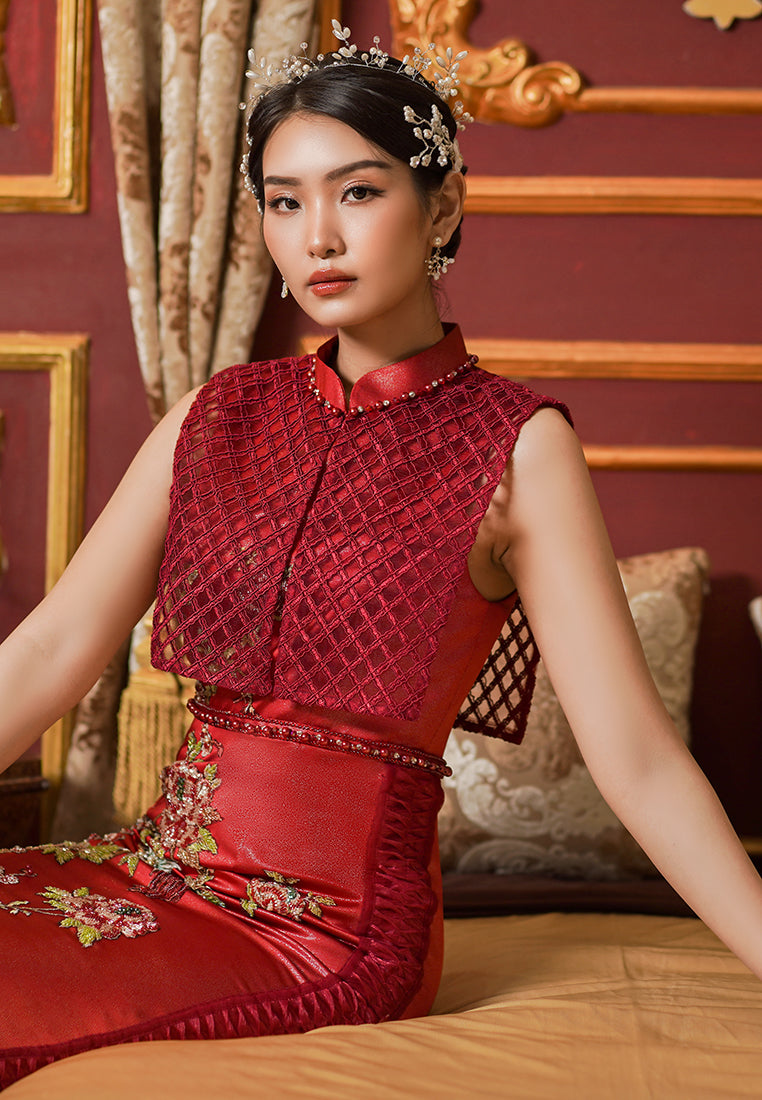 Liyan Cheongsam Dress – Silk Sateen Midi Dress (Pre-Order & Rent)