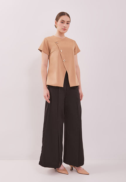 Manon Top - Overlap Buttoned Twill Top