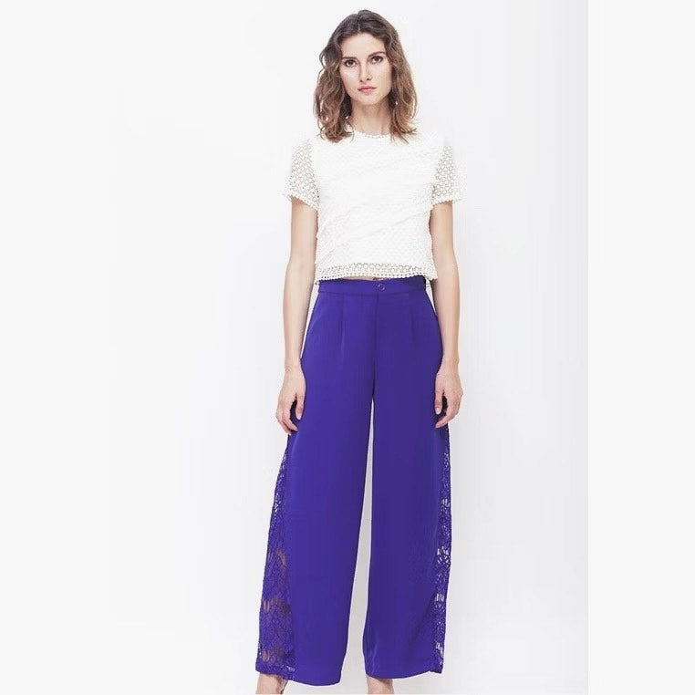 Marcella Pants - Side Lace Panel Flare Pants