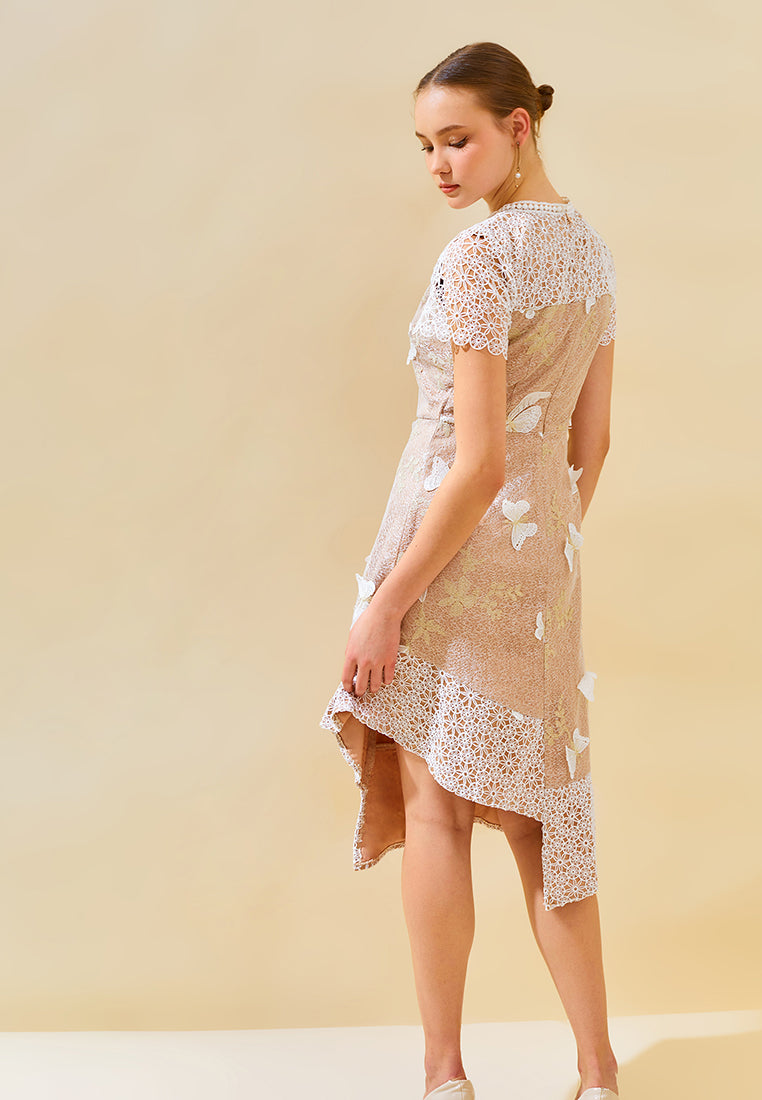 Maribel Dress - Asymmetrical Knee-Length Dress