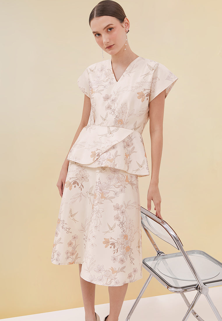 Merina Skirt - Floral Midi Flared Skirt