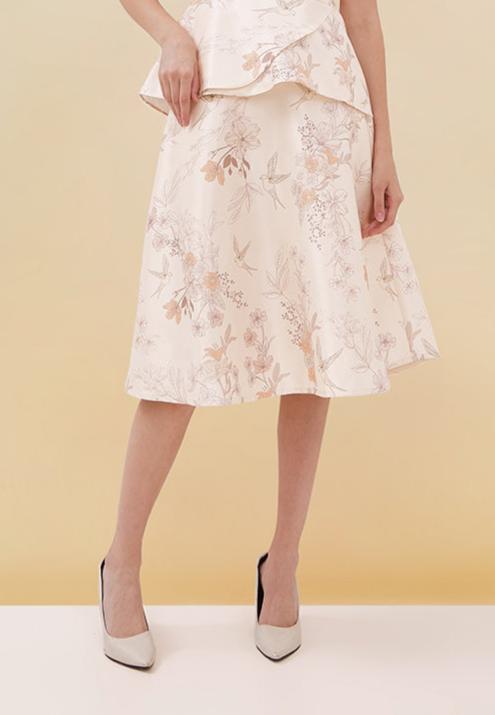 Merina Skirt - Floral Midi Flared Skirt