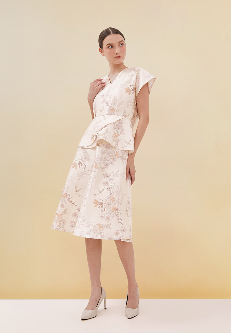 Merina Skirt - Floral Midi Flared Skirt