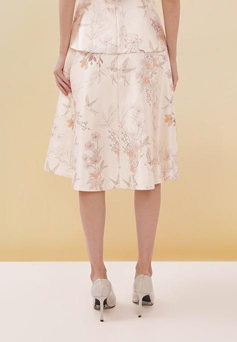 Merina Skirt - Floral Midi Flared Skirt