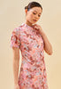 Mindy Cheongsam Dress – Modern Floral Lace Qipao Dress in Blue & Pink