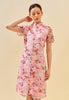 Mindy Cheongsam Dress – Modern Floral Lace Qipao Dress in Blue & Pink