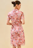 Mindy Cheongsam Dress – Modern Floral Lace Qipao Dress in Blue & Pink