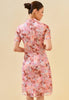Mindy Cheongsam Dress – Modern Floral Lace Qipao Dress in Blue & Pink