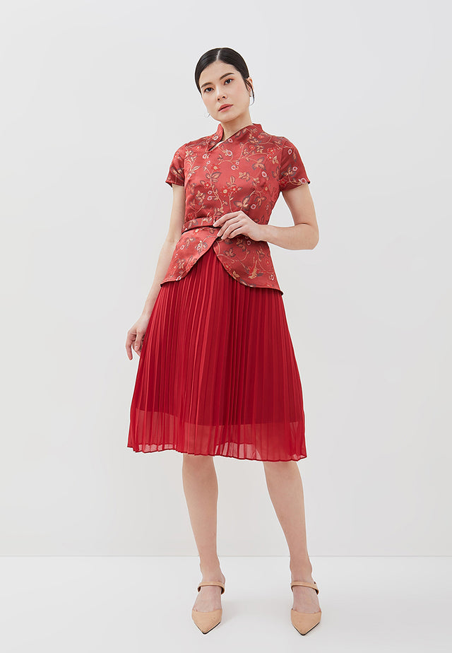 Mirelle Cheongsam Dress - Fit & Flared Midi Dress