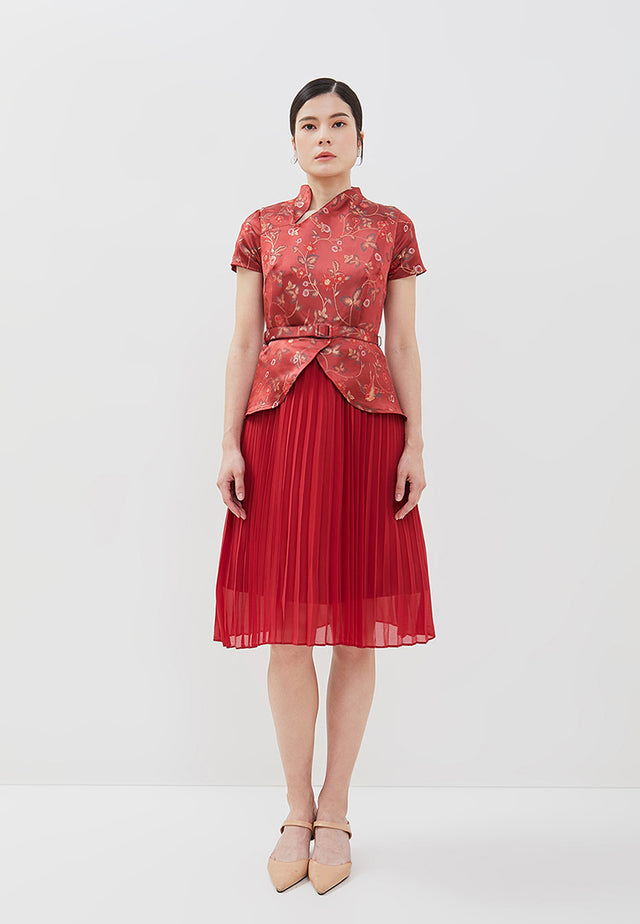 Mirelle Cheongsam Dress - Fit & Flared Midi Dress