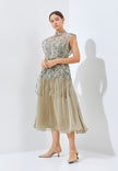 Muran Cheongsam Dress - Midi Structured Bodice Dress