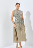 Muran Cheongsam Dress - Midi Structured Bodice Dress