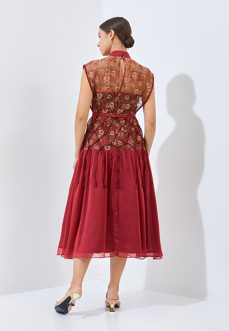 Muran Cheongsam Dress - Midi Structured Bodice Dress
