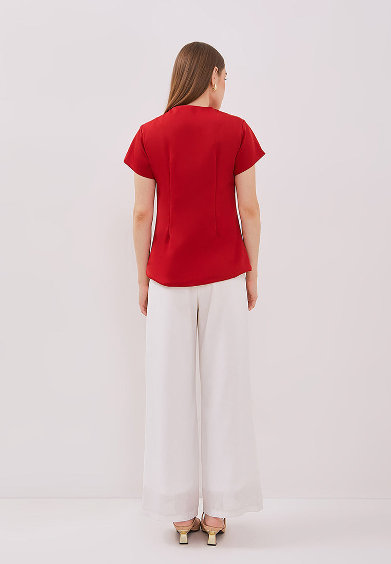 Manon Top - Overlap Buttoned Twill Top