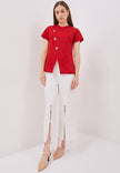 Manon Top - Overlap Buttoned Twill Top