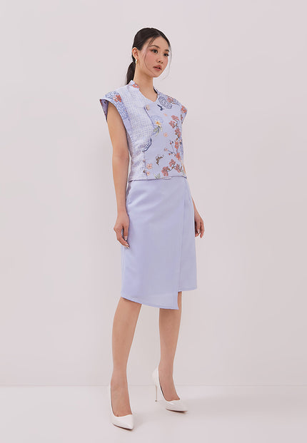 Breezy Skirt - Midi A-Line Twill Blue Skirt (Pre-Order)