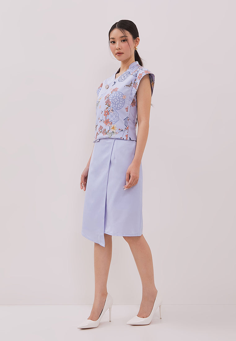 Breezy Skirt - Midi A-Line Twill Blue Skirt (Pre-Order)