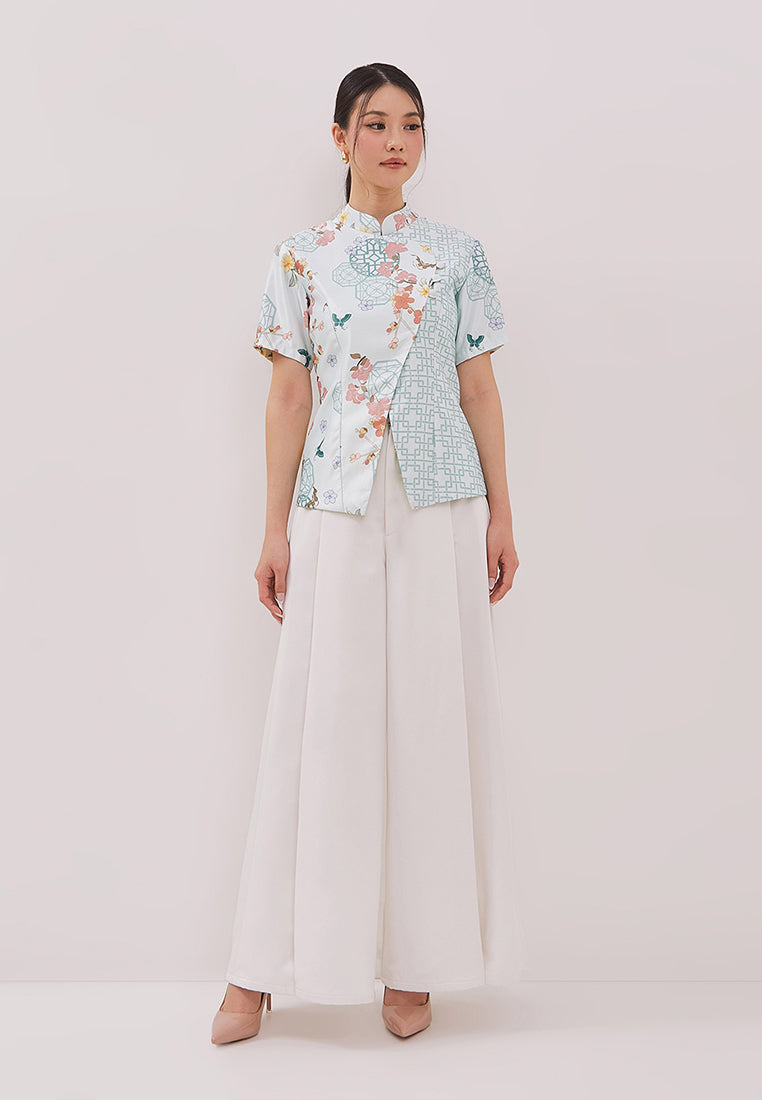 Vinelle Cheongsam Top - Ethnic Green Wrap Top (Pre-Order)