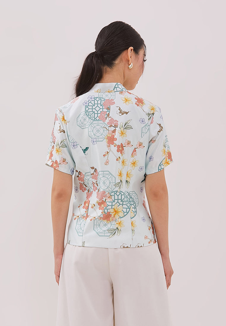 Vinelle Cheongsam Top - Ethnic Green Wrap Top (Pre-Order)