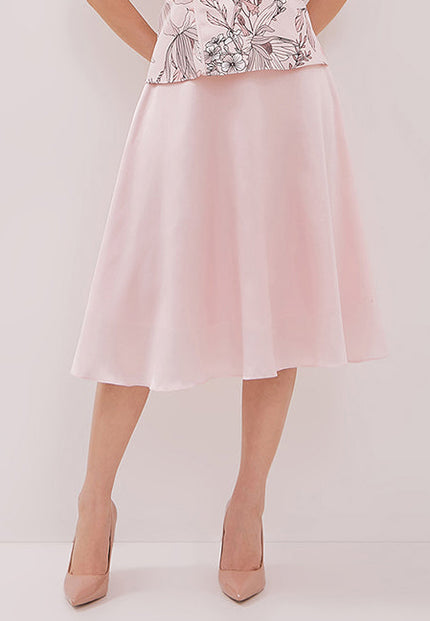 Penny Skirt - Midi Flared Satin Pink Skirt (Pre-Order)