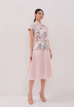Penny Cheongsam Set - Top & Skirt Floral Pink (Pre-Order)