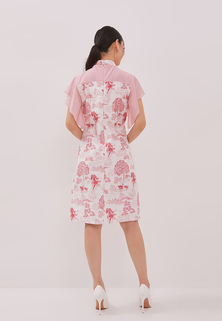 Camelot Cheongsam Dress - Shift Pink Dress Duchess Chiffon