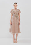 Viorel Cheongsam Dress - Midi Structured Fitted Dress (Pre-Order)