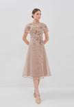 Viorel Cheongsam Dress - Midi Structured Fitted Dress (Pre-Order)