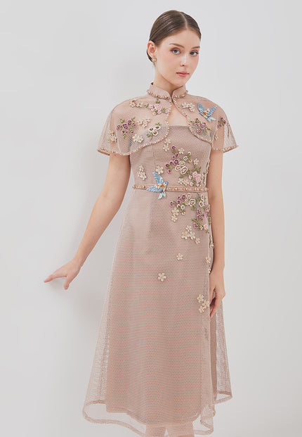 Viorel Cheongsam Dress - Midi Structured Fitted Dress (Pre-Order)