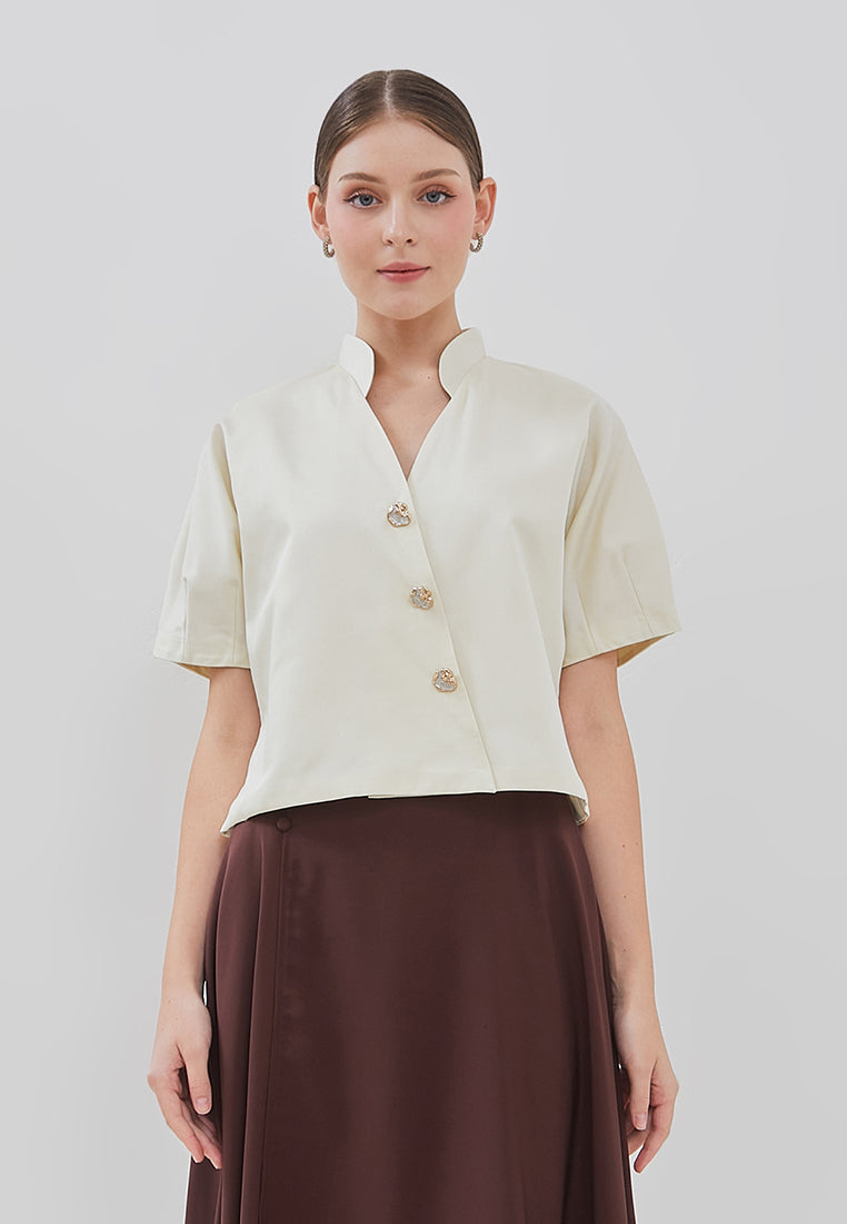 Leticia Top - Raglan Puff Overlapping Top