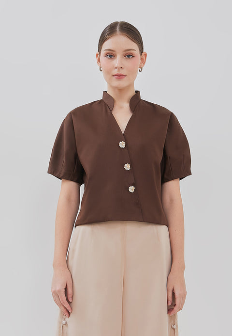Leticia Top - Raglan Puff Overlapping Top