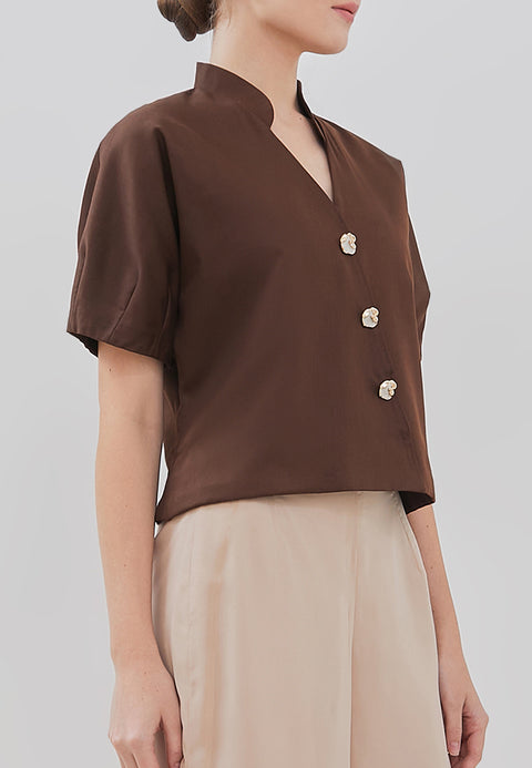 Leticia Top - Raglan Puff Overlapping Top