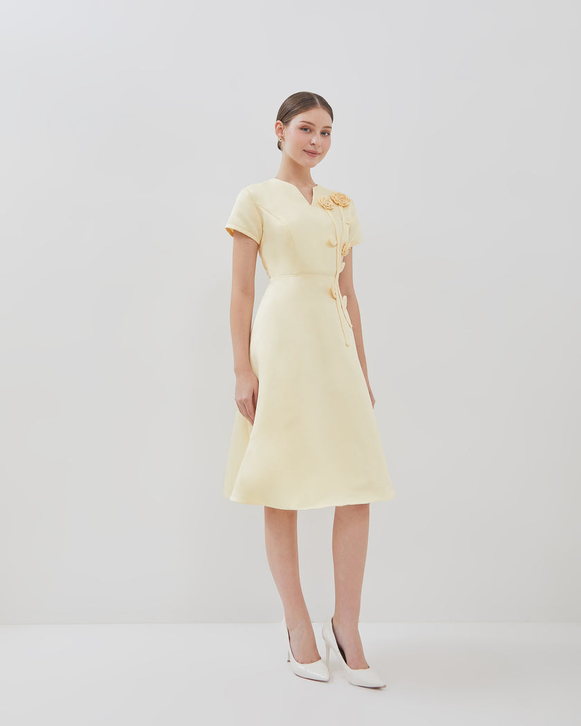 Relia Dress - Statement 3D Flower Applique (Pre-order)