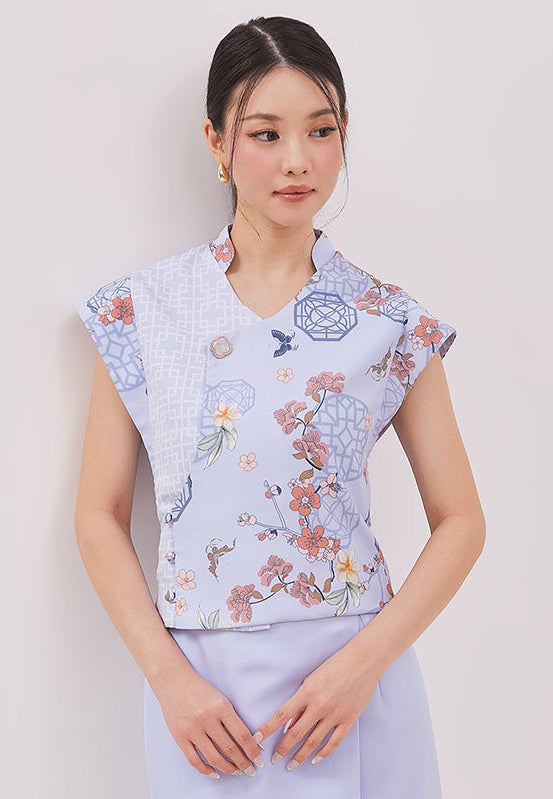 Breezy Cheongsam Top - Modern Ethnic Printed Top (Pre-Order)