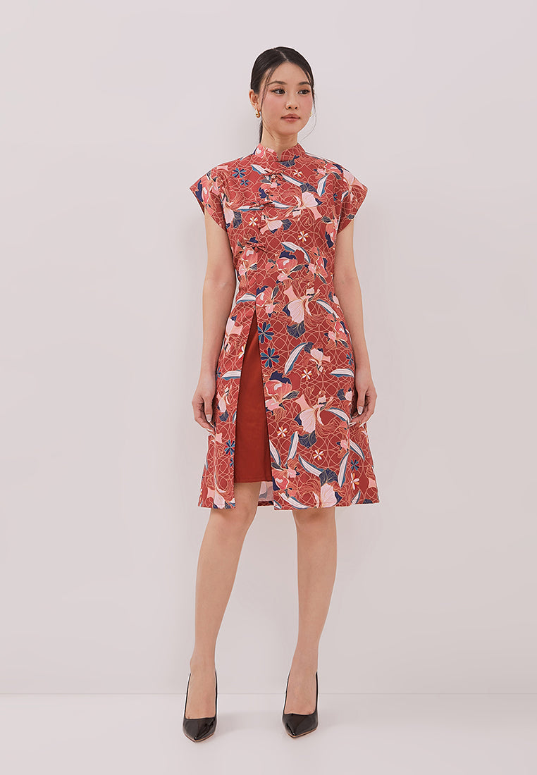 Avenly Cheongsam Dress - Ethnic Floral Shift Dress (Pre-Order)
